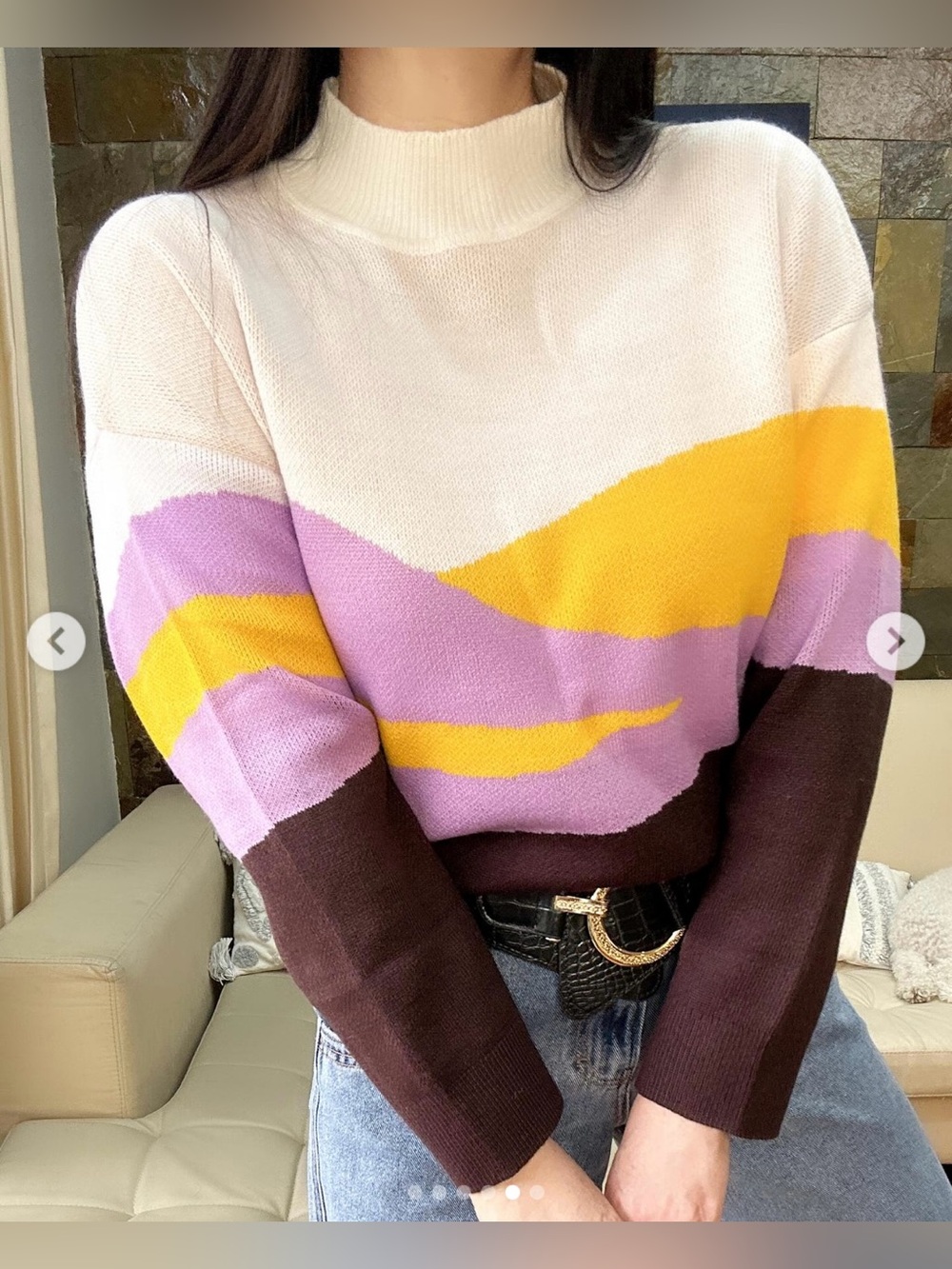 H&M Turtleneck Crop Abstract Horizon Sweater - Picture 11 of 12